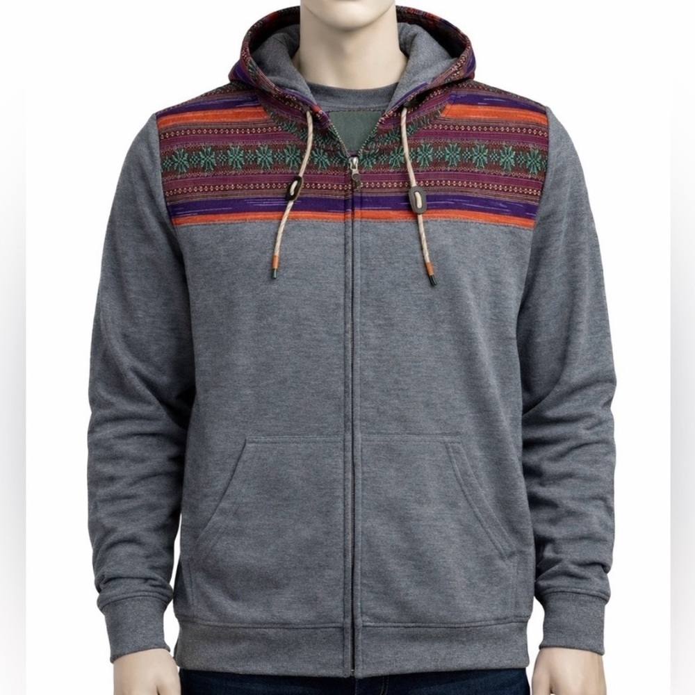 Howler Bros NWOT Men’s Shaman Zip Hoodie Zona Jaquard Heather Gray Sz.M Boho
